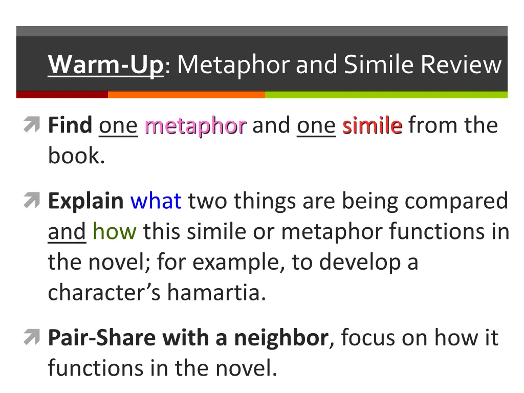 warm up metaphor and simile review