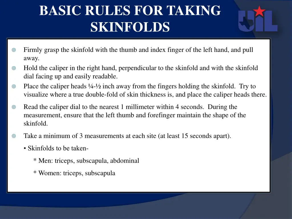 basic rules for taking skinfolds 1