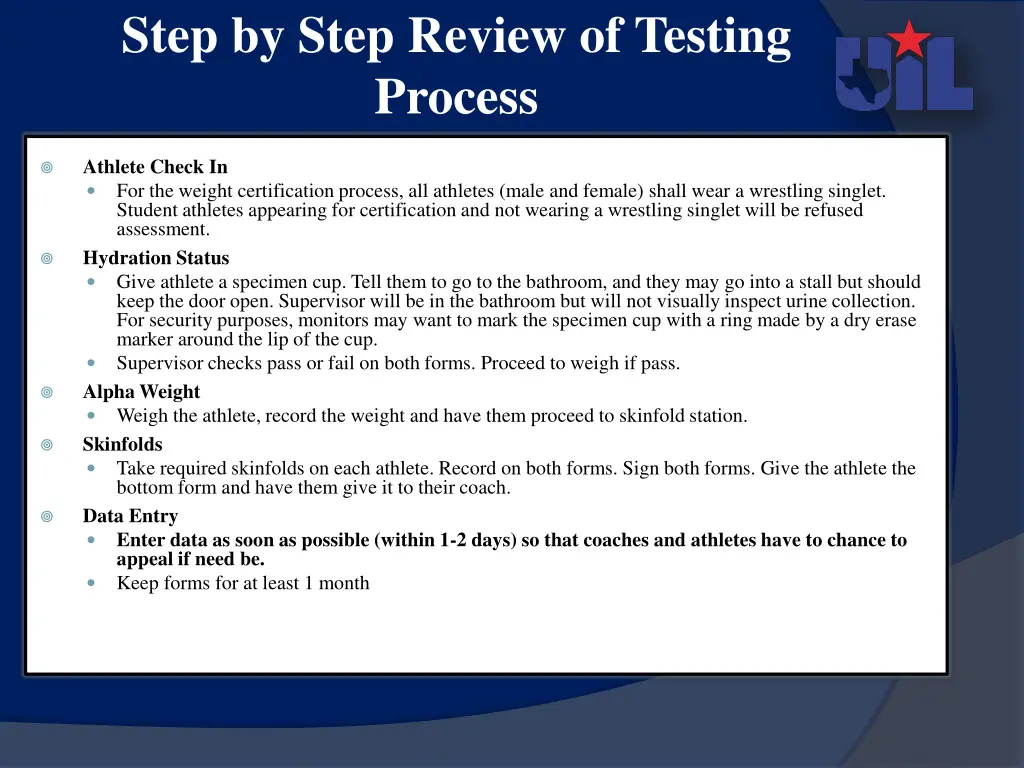 step by step review of testing process