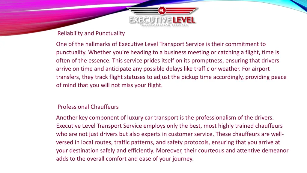 reliability and punctuality