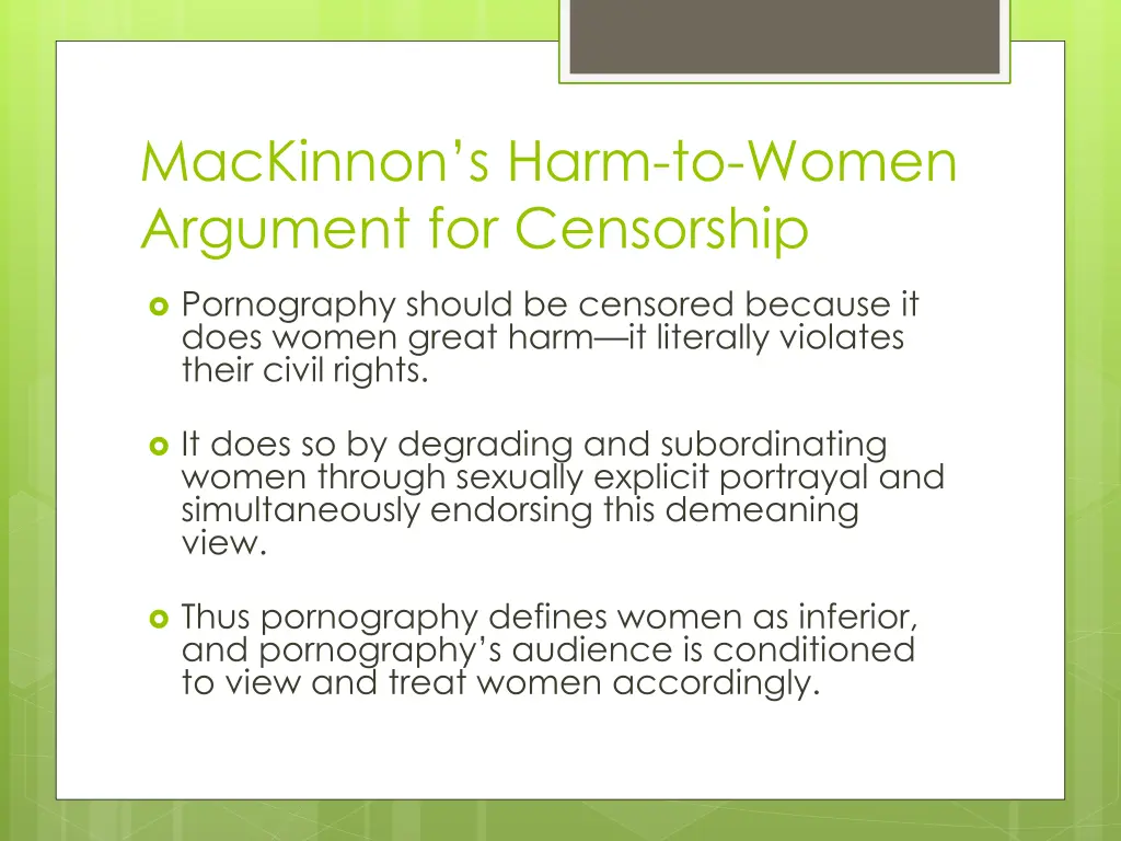 mackinnon s harm to women argument for censorship