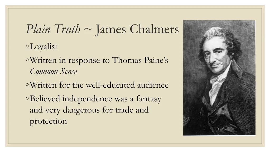 plain truth james chalmers loyalist written