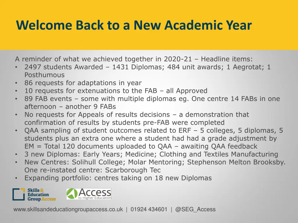 welcome back to a new academic year