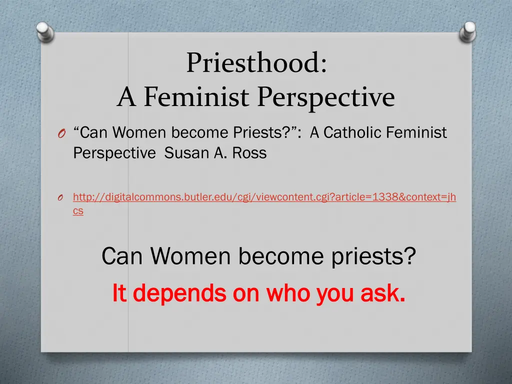 priesthood a feminist perspective