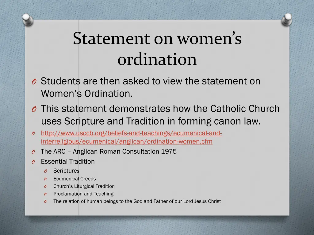 statement on women s ordination