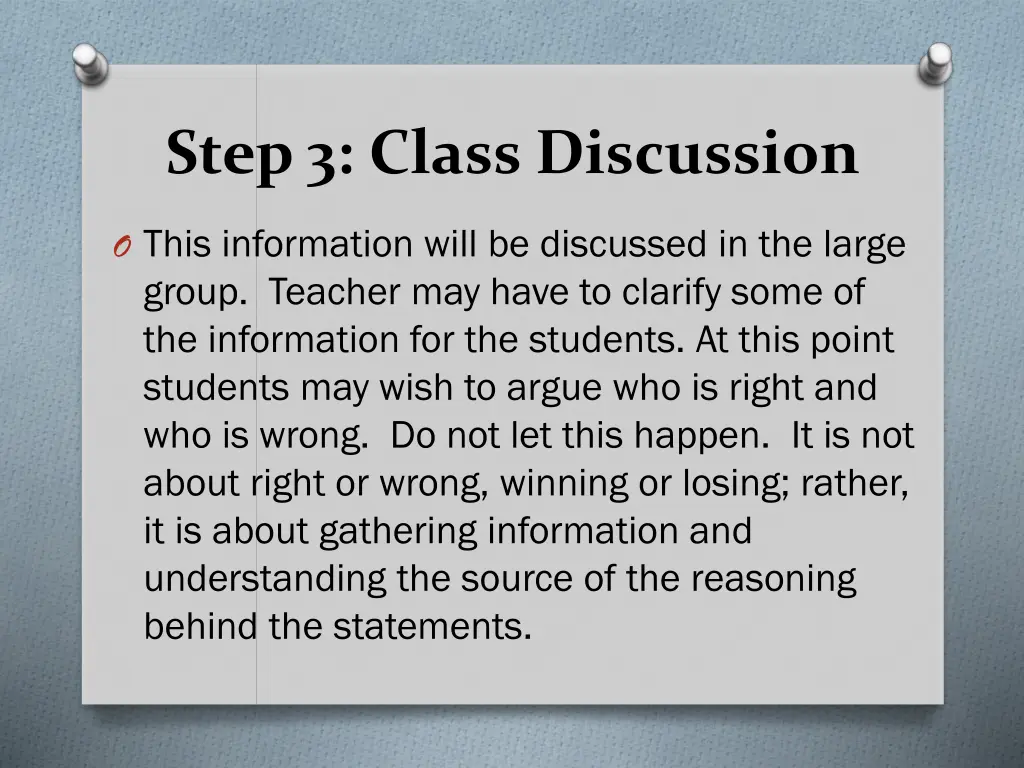 step 3 class discussion