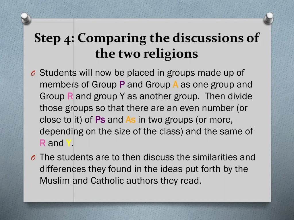 step 4 comparing the discussions