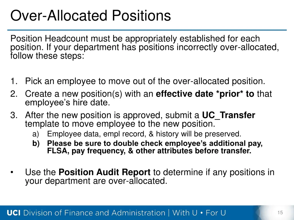 over allocated positions 1