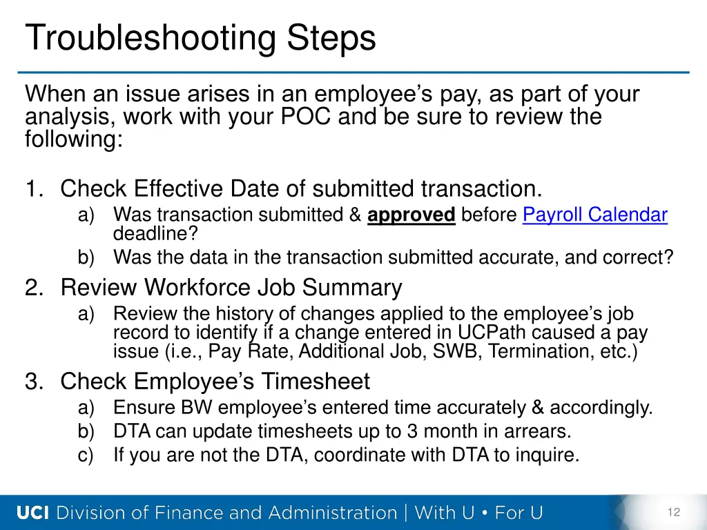 troubleshooting steps