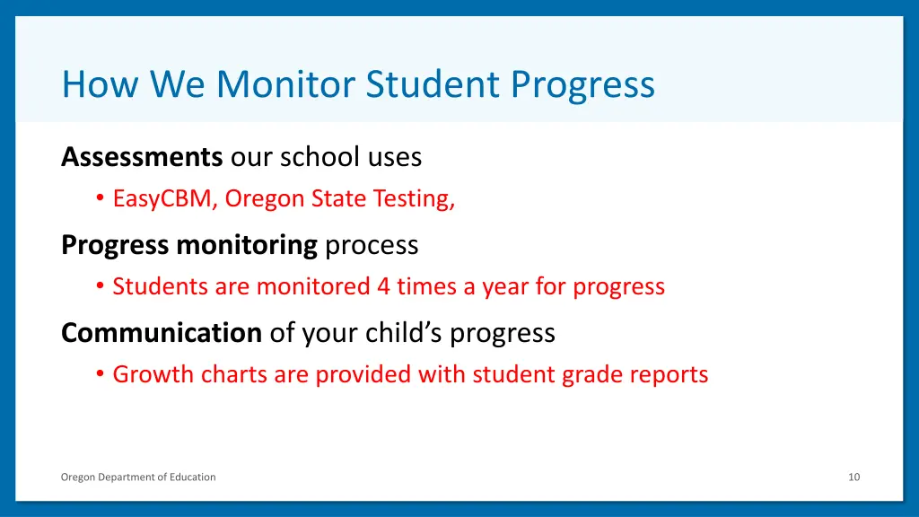 how we monitor student progress