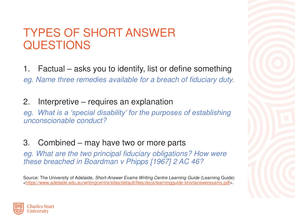 types of short answer questions