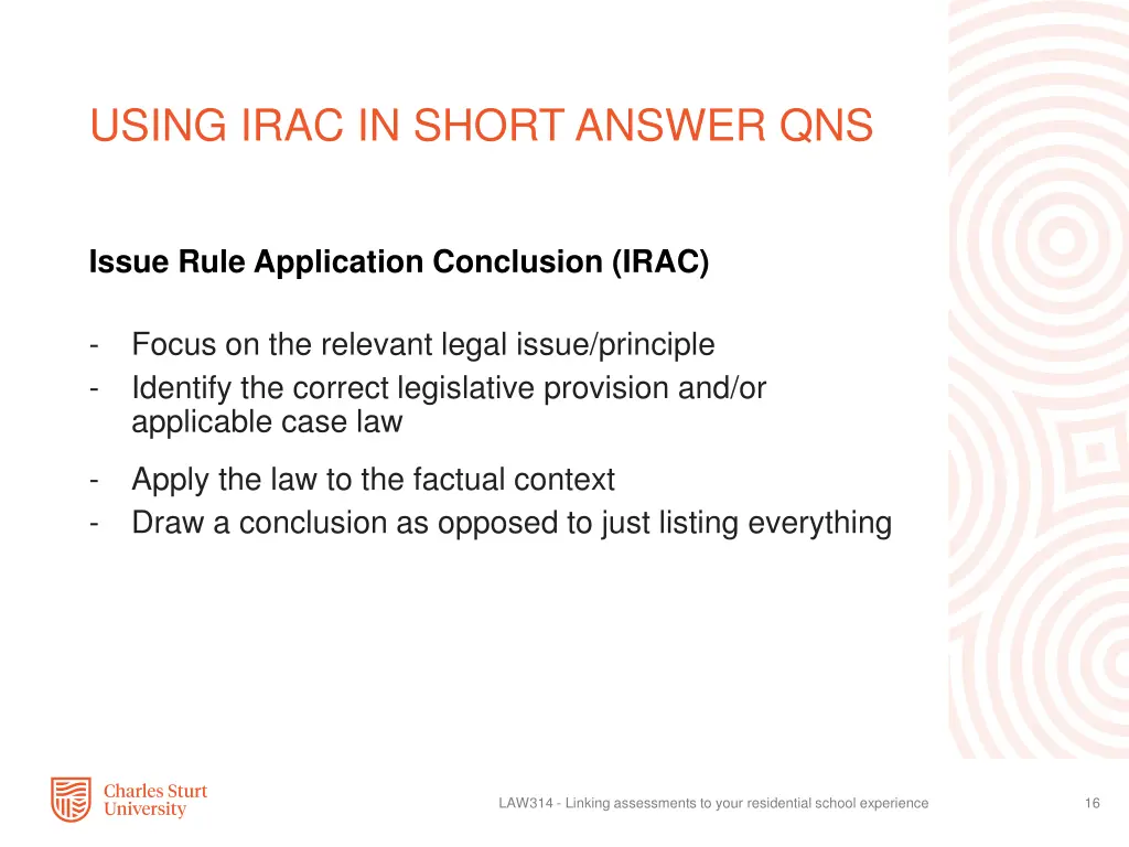 using irac in short answer qns