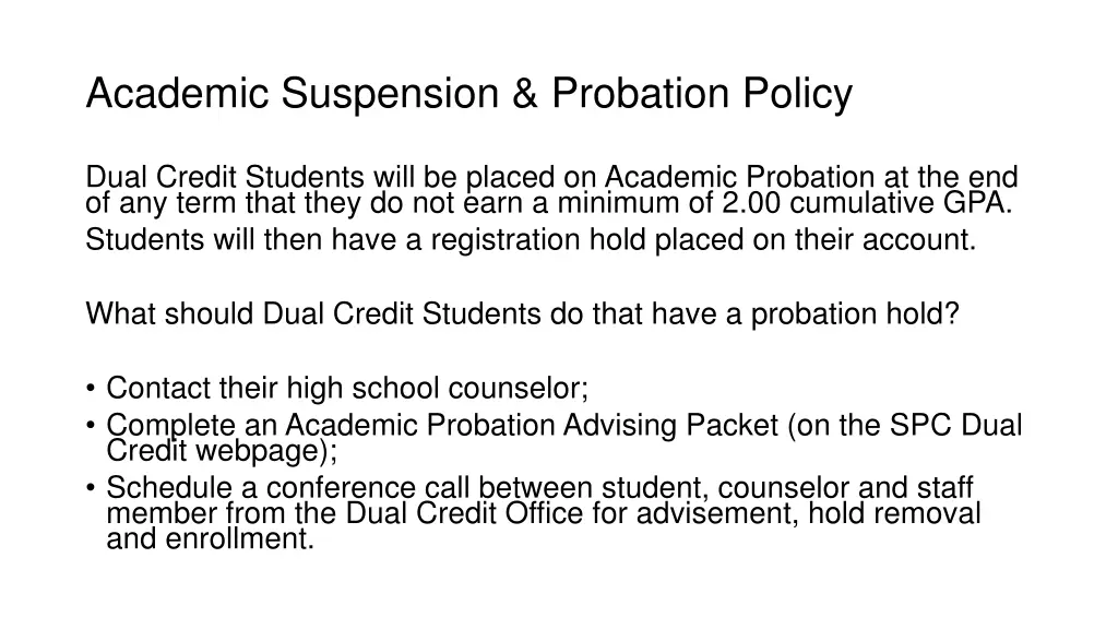 academic suspension probation policy