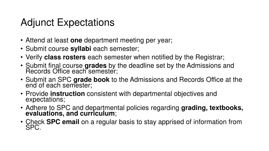 adjunct expectations