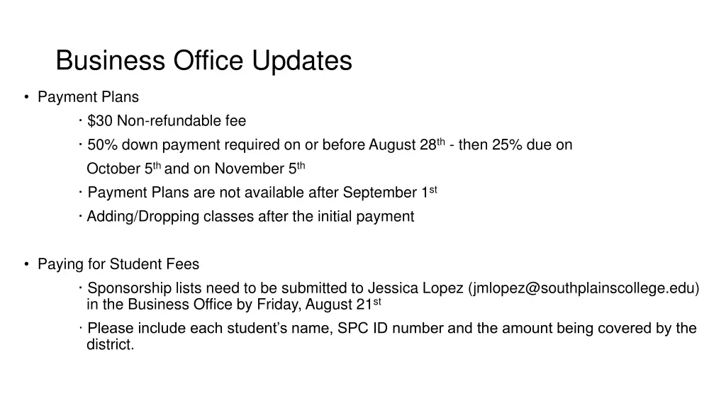 business office updates