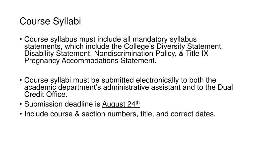 course syllabi