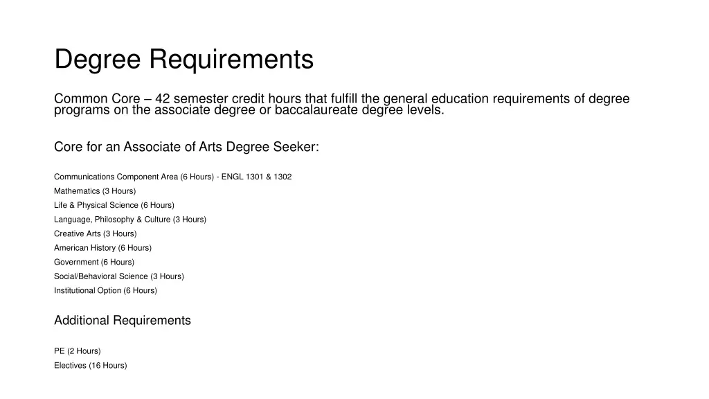 degree requirements