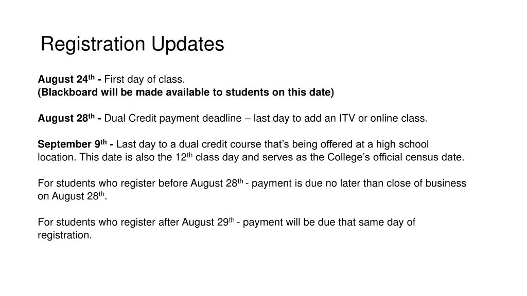 registration updates