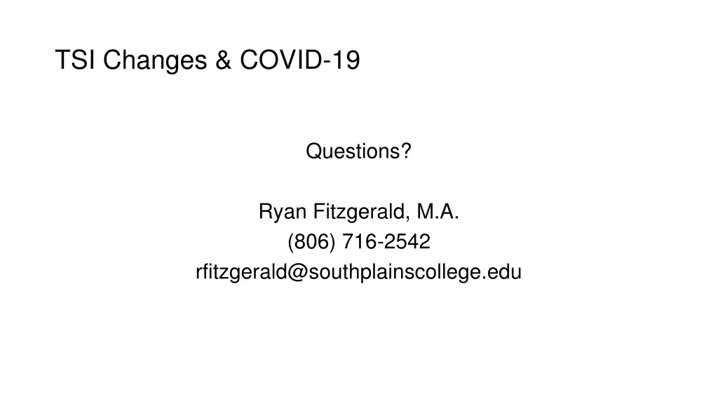 tsi changes covid 19