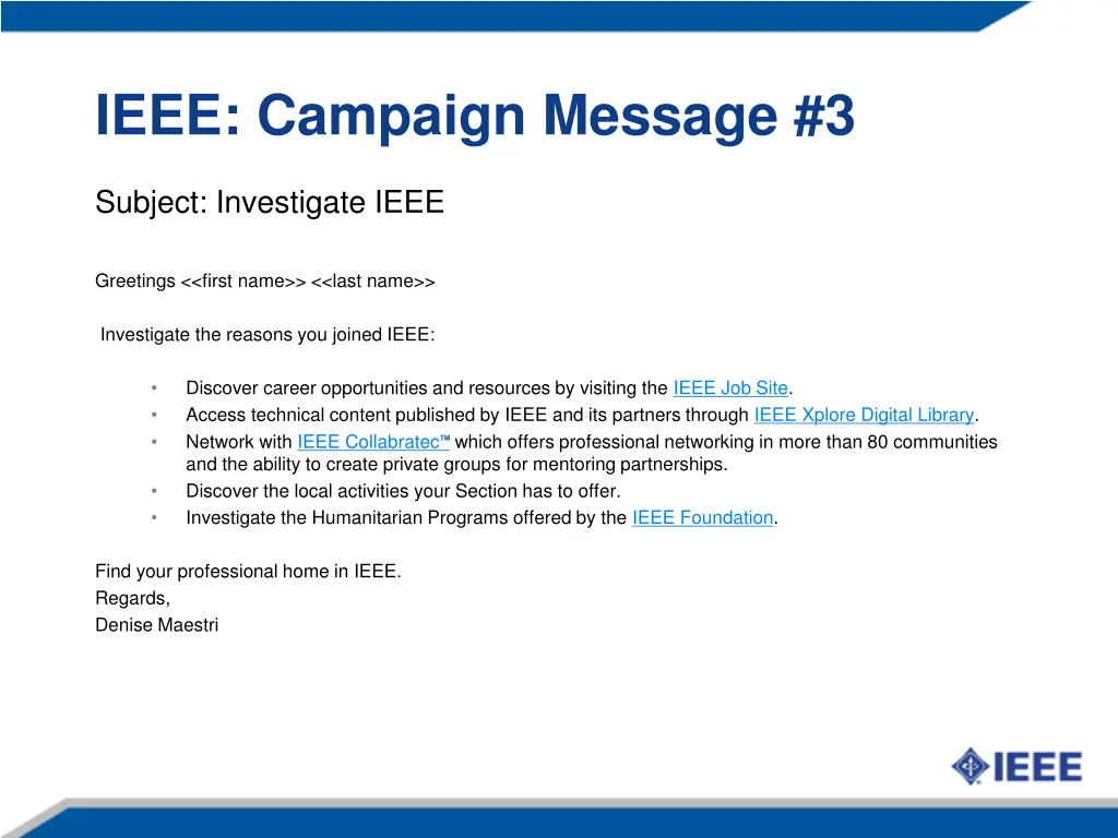 ieee campaign message 3