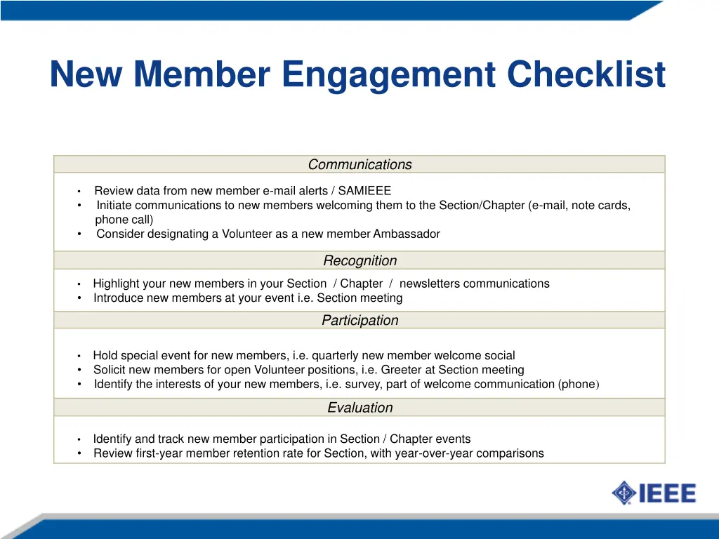 new member engagement checklist