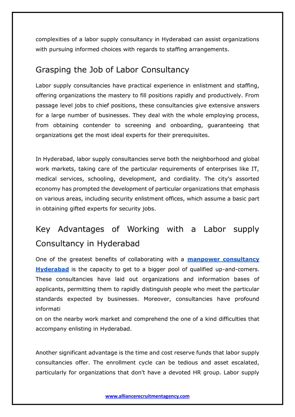 complexities of a labor supply consultancy