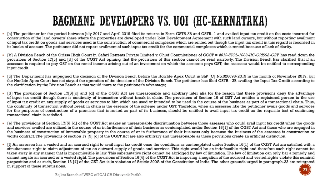 bagmane developers vs uoi hc karnataka