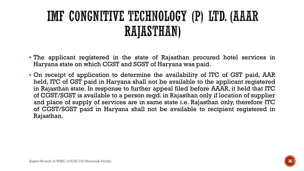 imf congnitive technology p ltd aaar rajasthan