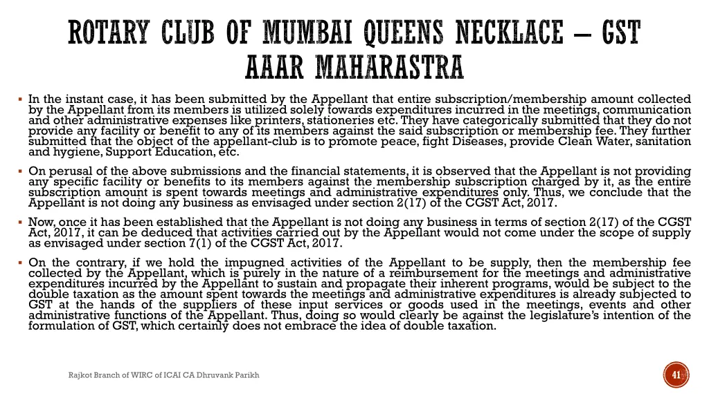 rotary club of mumbai queens necklace gst aaar