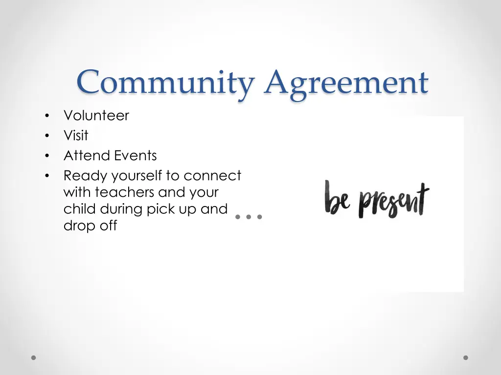 community agreement volunteer visit attend events