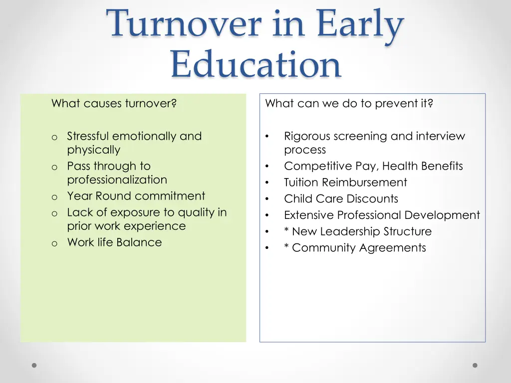 turnover in early education