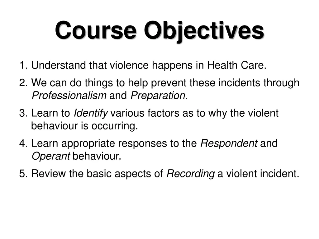 course objectives
