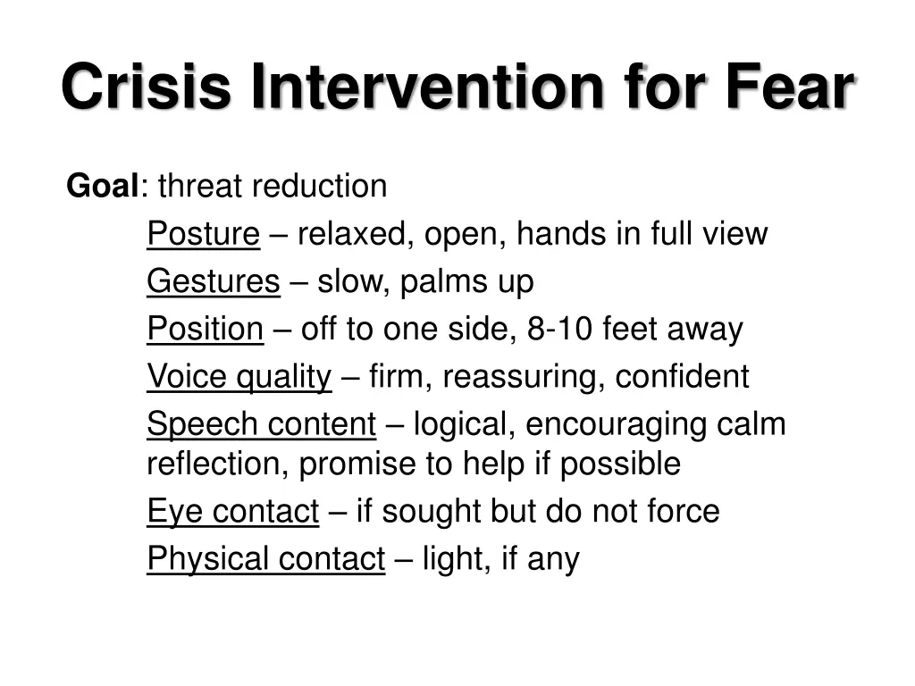crisis intervention for fear