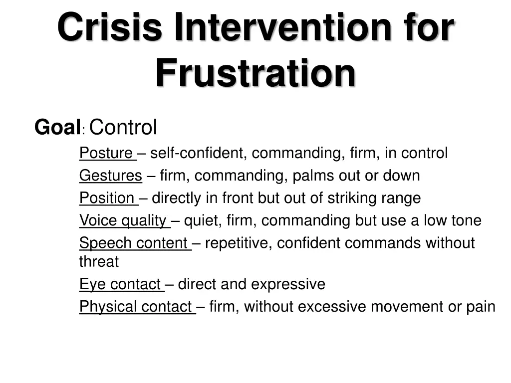 crisis intervention for frustration