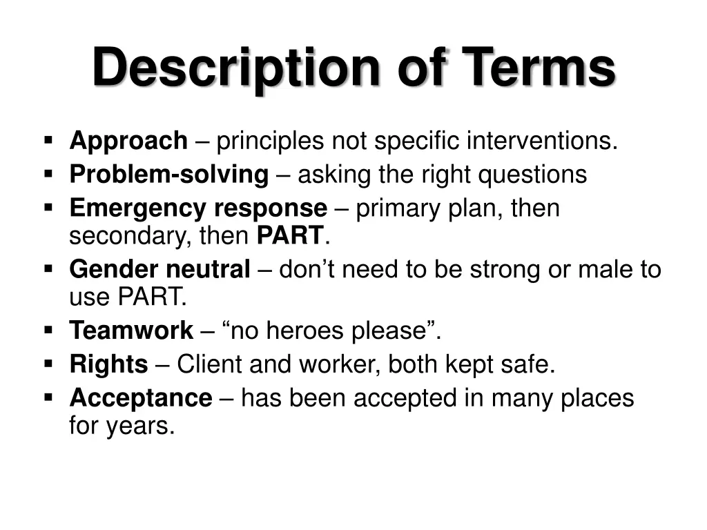 description of terms