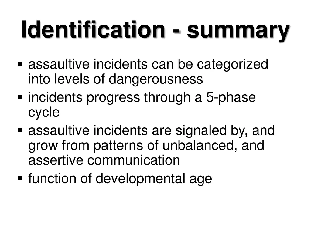 identification summary