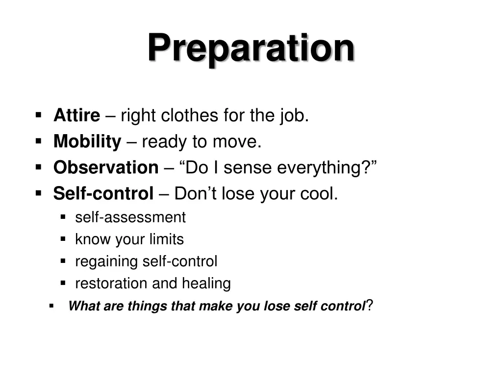 preparation