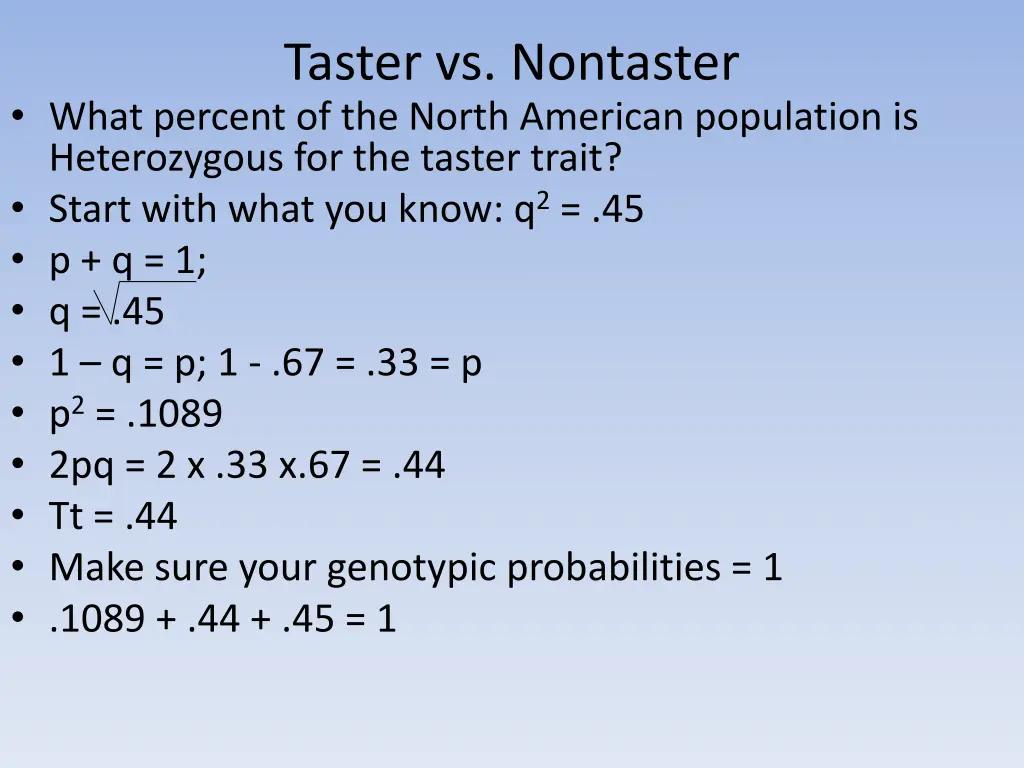 taster vs nontaster