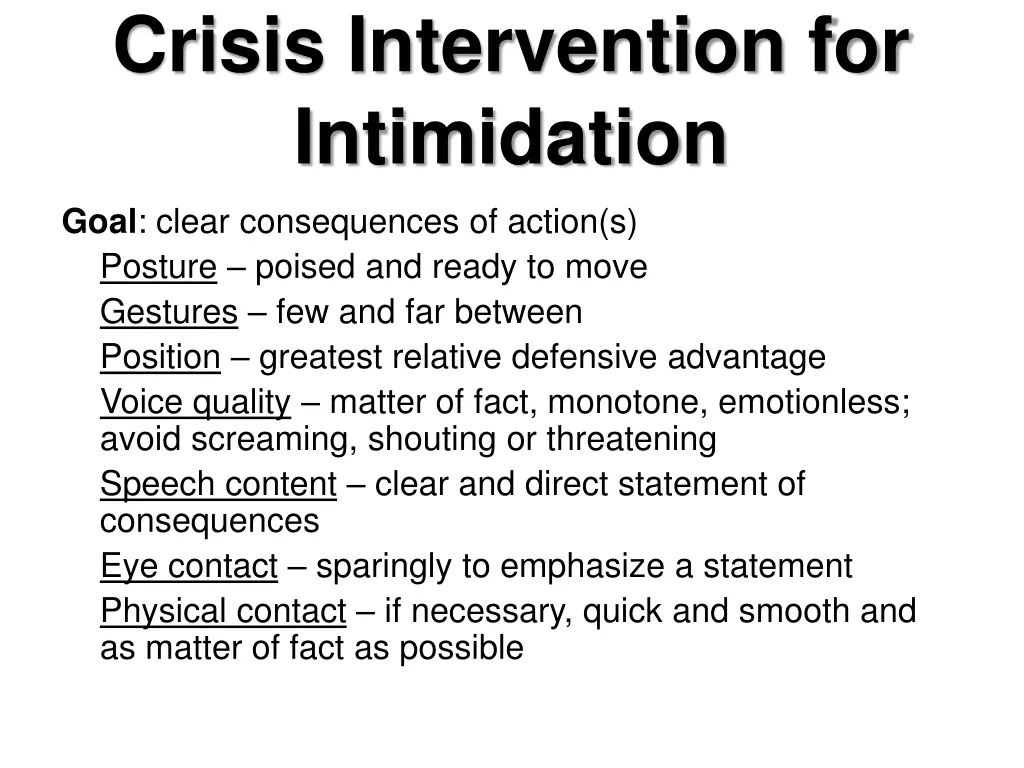 crisis intervention for intimidation