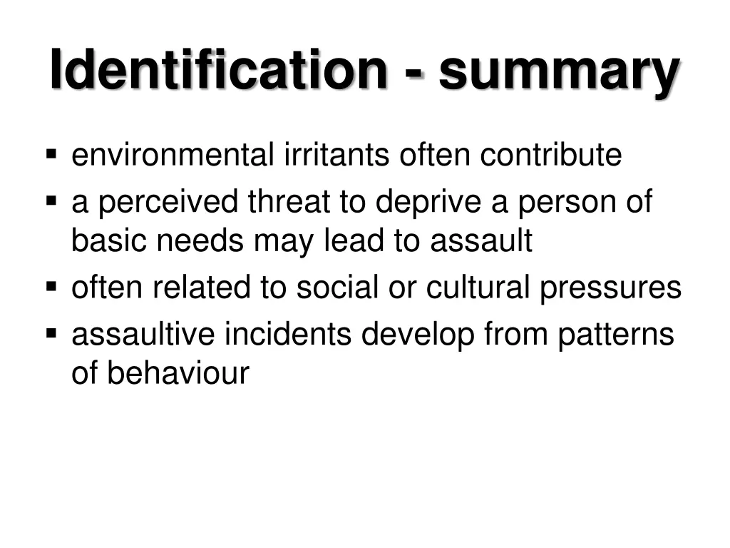 identification summary 1