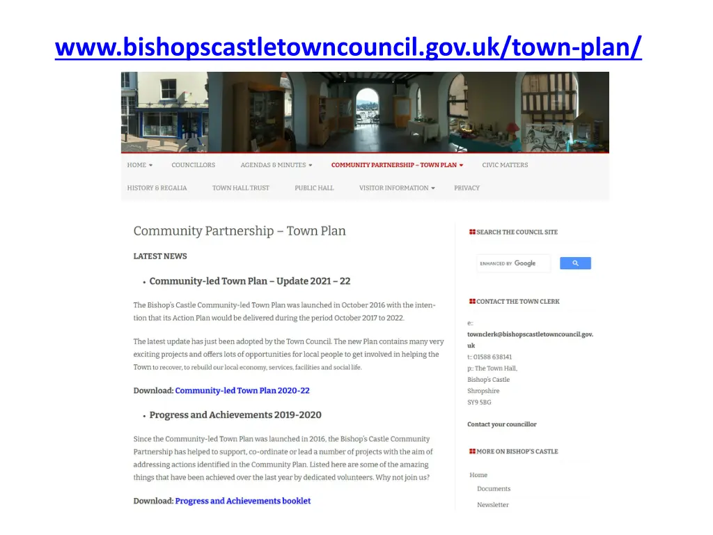 www bishopscastletowncouncil gov uk town plan