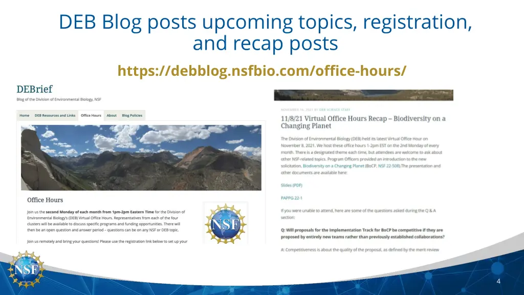 deb blog posts upcoming topics registration