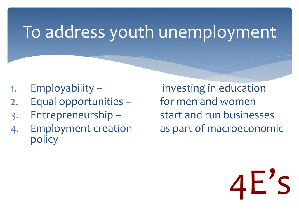 to address youth unemployment