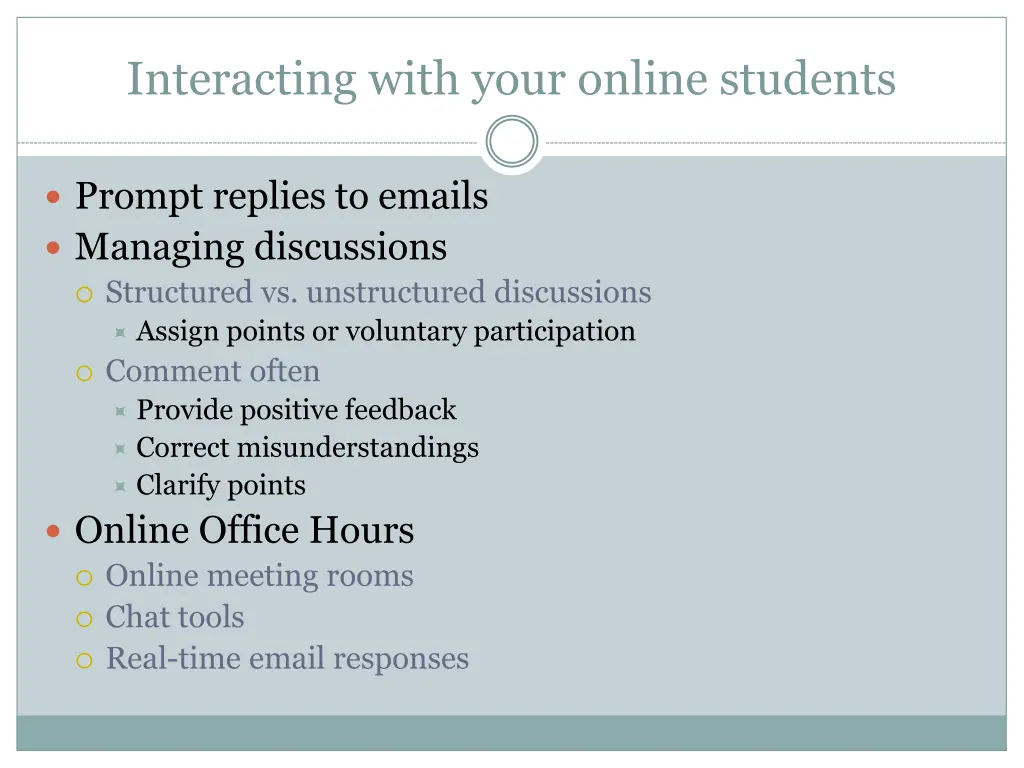 interacting with your online students