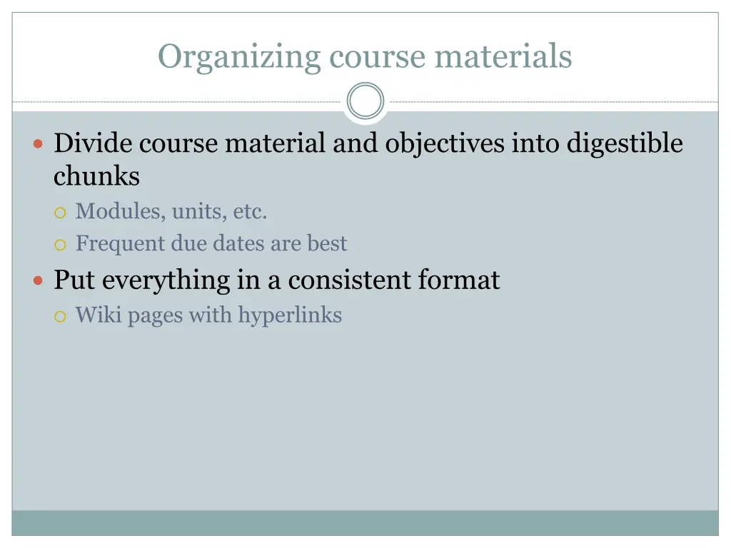 organizing course materials