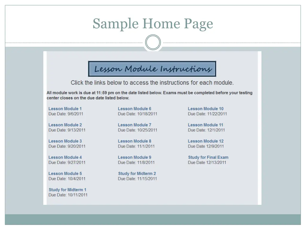 sample home page