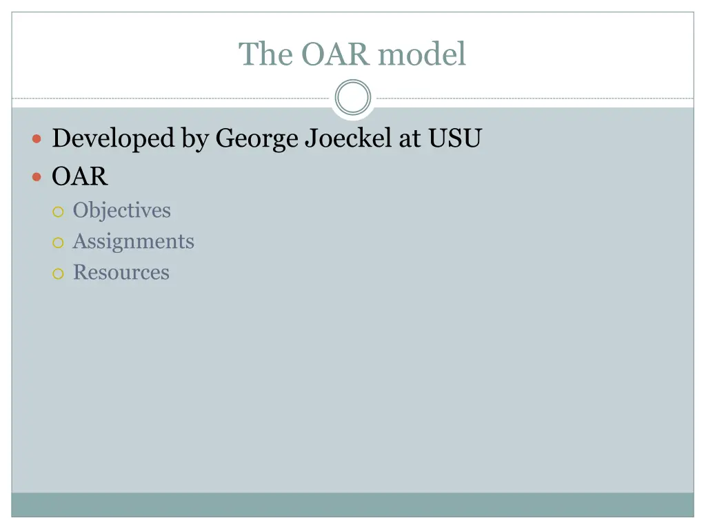 the oar model