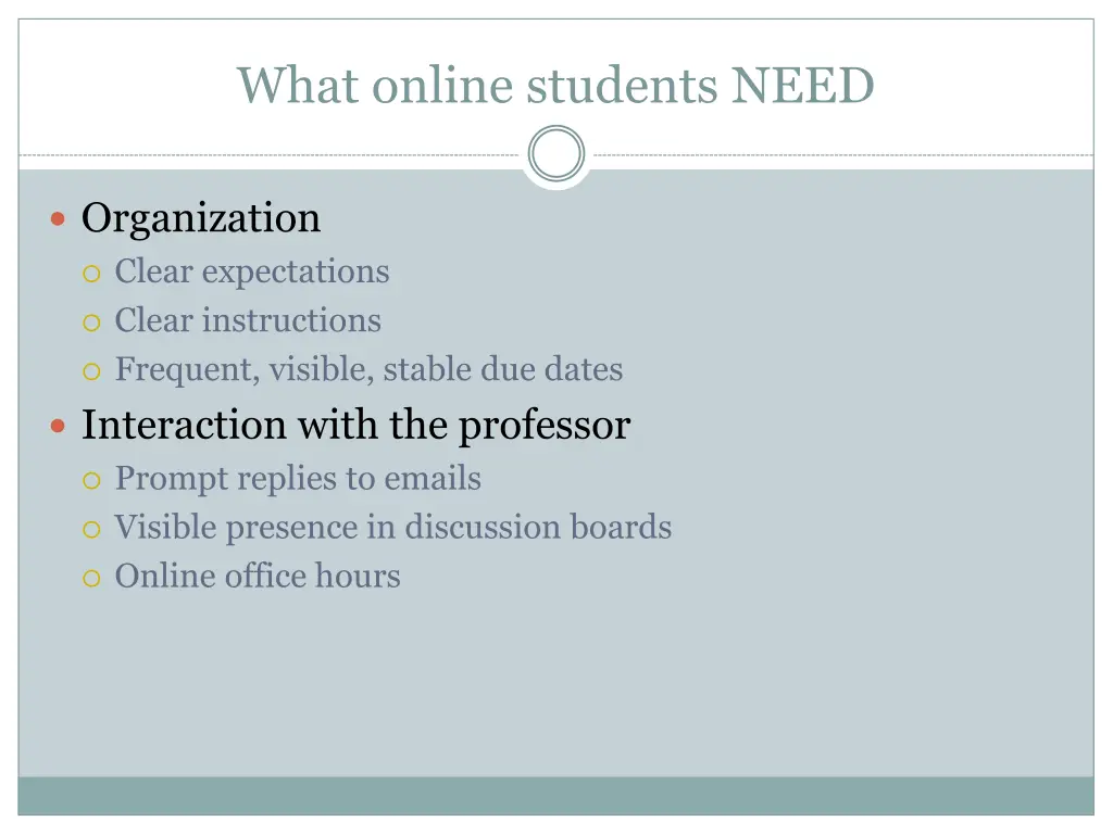 what online students need