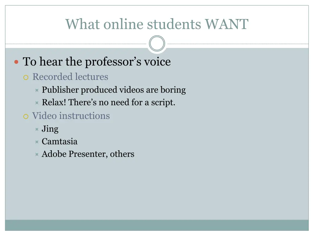 what online students want