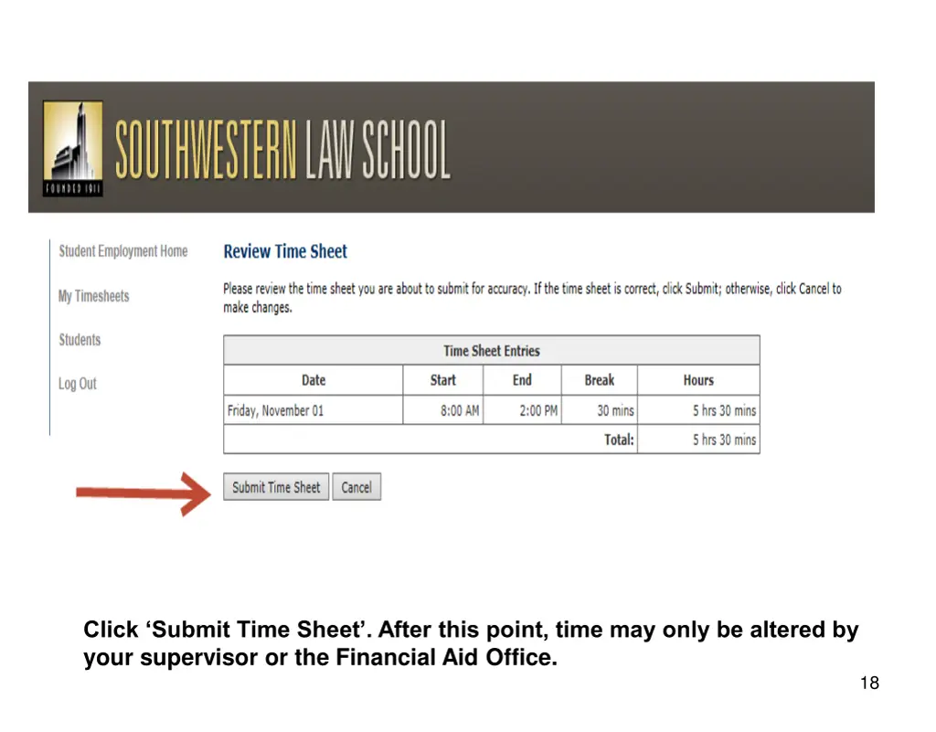 click submit time sheet after this point time